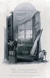 Design for Gercian Furniture (Dressing Room) av J B Papworth från The Social Day av Peter Coxe, 1823, gravyr.